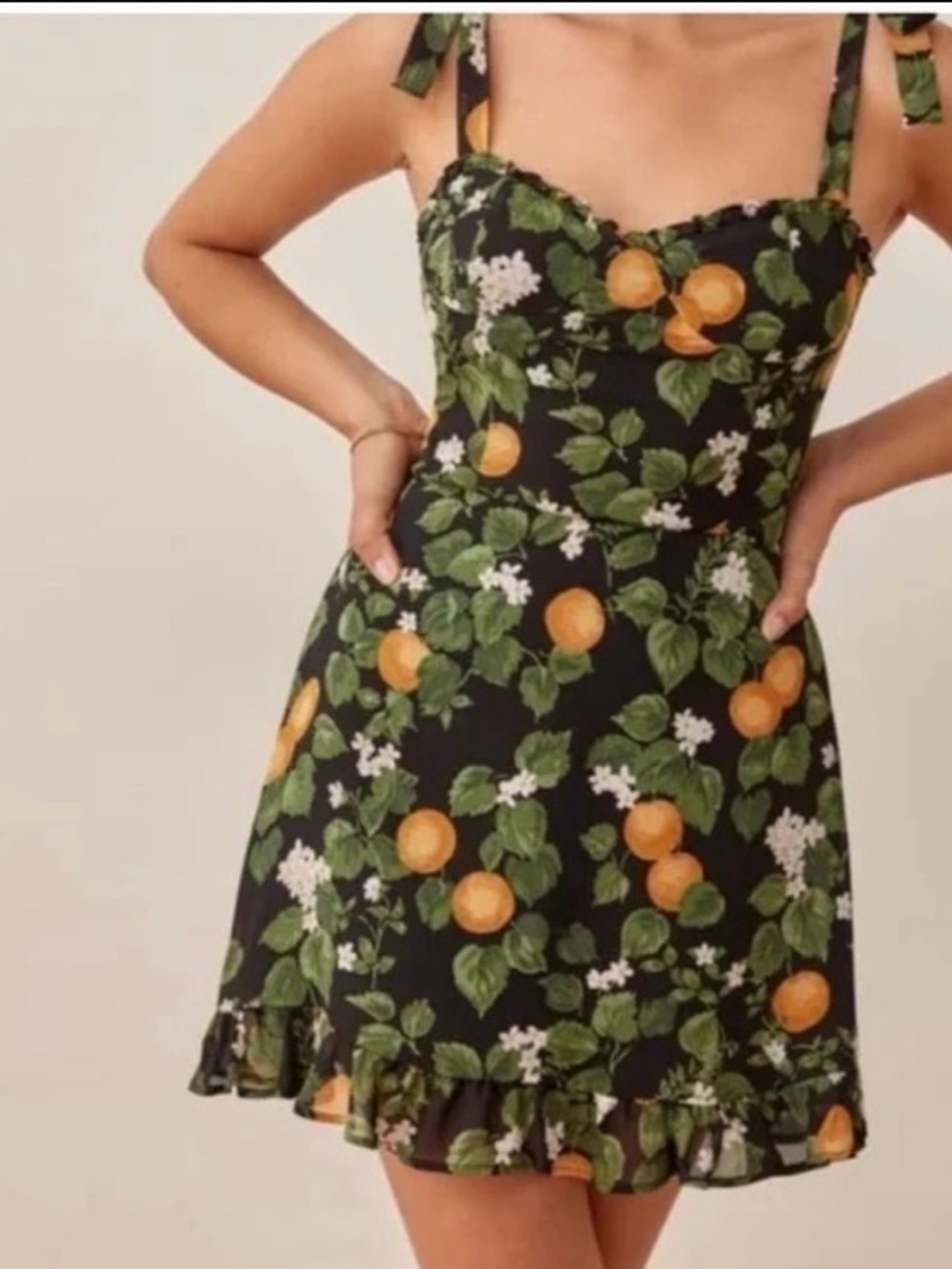 Reformation Christine Mini Dress in Clementine - Picture 2 of 4